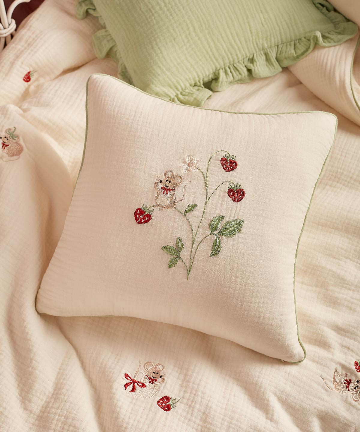 Fifi And The Strawberry Cushion Cover